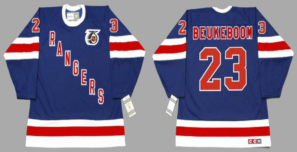 2019 Men New York Rangers 23 Beukeboom blue style #2 CCM NHL jerseys->new york rangers->NHL Jersey